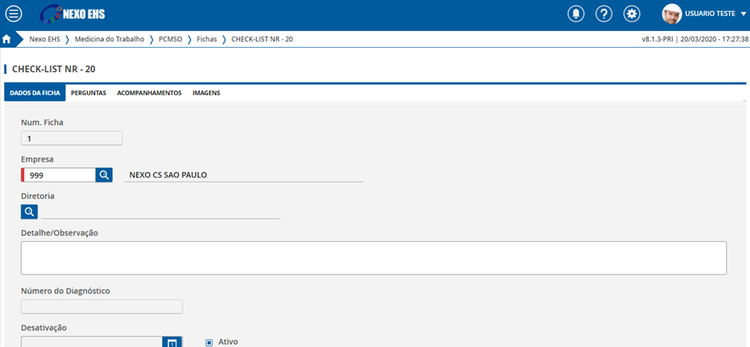 screenshot of Nexo EHS